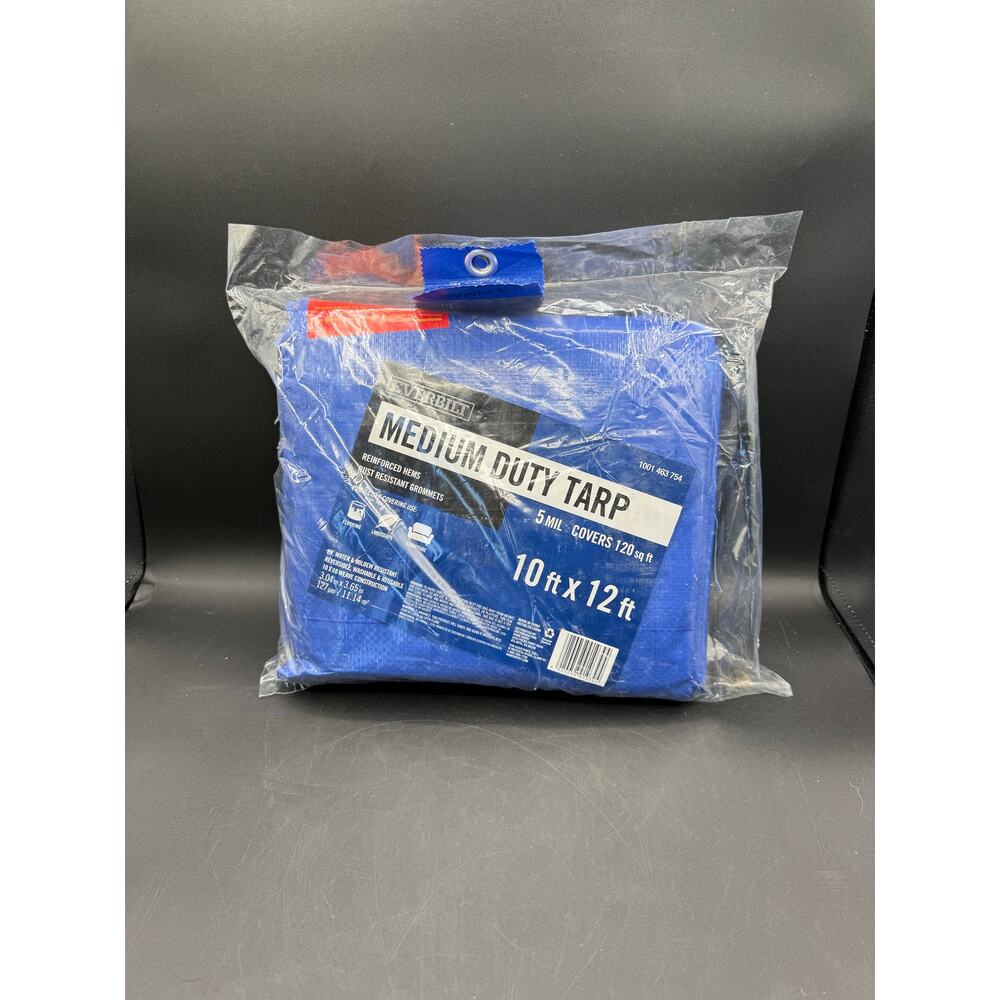 Everbilt 10 ft. x 12 ft. Blue Medium Duty Tarp – Brand New, Never Used